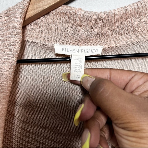 Eileen Fisher Women Linen Cardigan Sweater Large Longline Minimalist Luxury - Picture 2 of 9